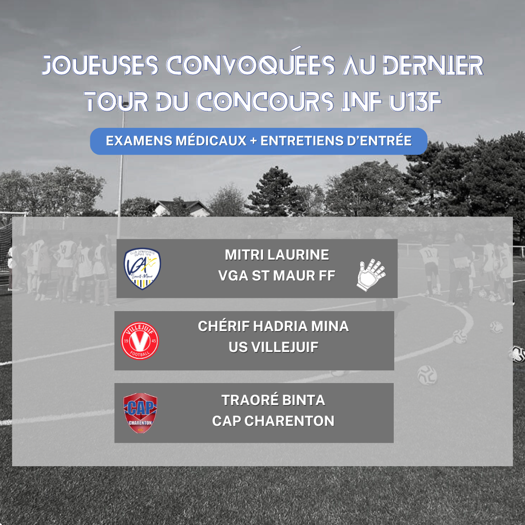 [ Concours INF U13F ] – DISTRICT DU VAL-DE-MARNE DE FOOTBALL