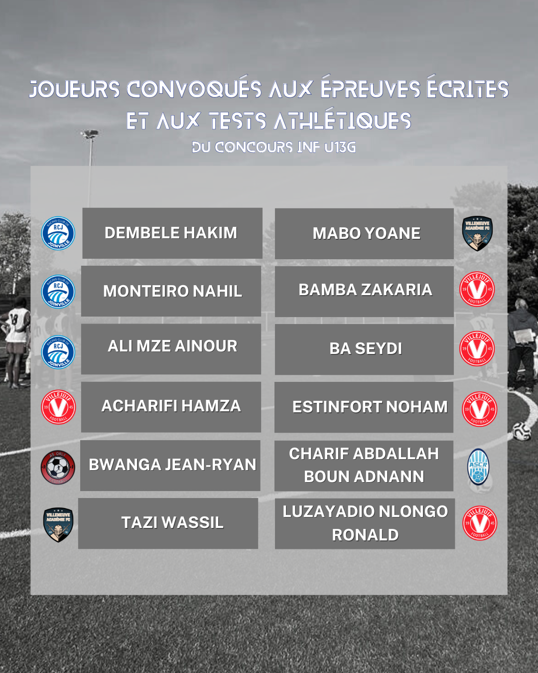[ Concours INF U13G ] – DISTRICT DU VAL-DE-MARNE DE FOOTBALL